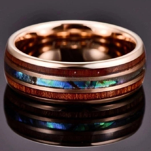 Anillo de Acero Inoxidable Dorado Rosa para Hombre con Triple Surco 8mm - Image 4