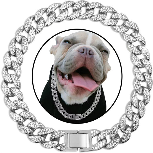 Collar de Lujo para Mascotas con Cadena Cubana y Diamantes - Image 14