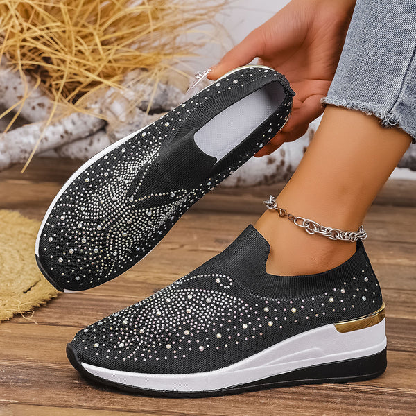 Zapatos de Tacón Cuña Verano para Mujer con Strass y Punta Redonda - Image 6