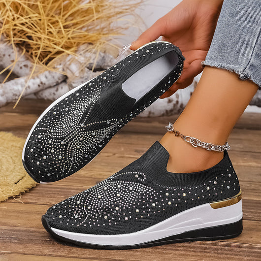 Zapatos de Tacón Cuña Verano para Mujer con Strass y Punta Redonda - Image 6