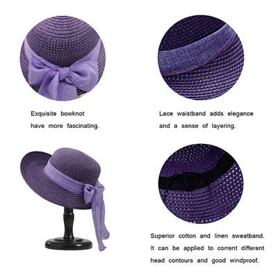 Sombrero de Playa Plegable con Moño para Mujer - Image 32