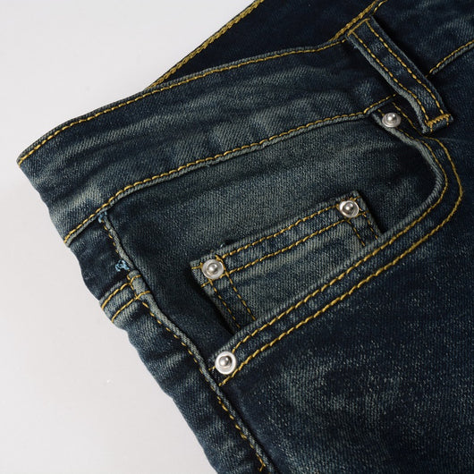 Jeans Azules Rotos con Parches de Cuero para Hombre - Estilo Street - Image 13