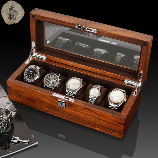Caja Exhibidora de Relojes Mecánicos en Madera Sólida - 5 Compartimentos - Image 12