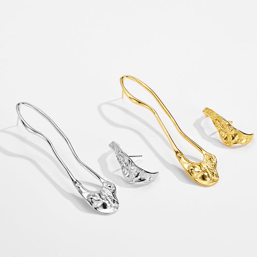 Aretes Largos de Plata Esterlina con Textura para Mujer - Image 2
