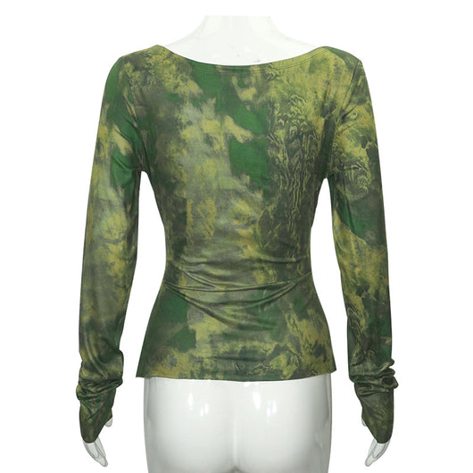 Blusa Larga Morada Degradado con Cuello en V y Cintura Ajustada - Image 12