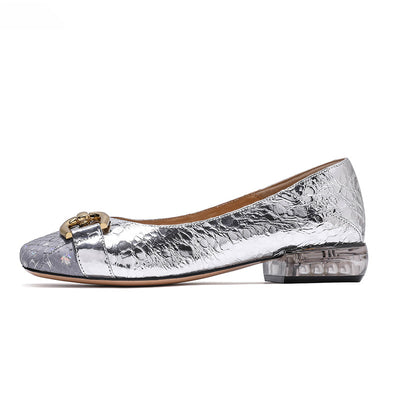 Zapatos de Cuero Negro con Tacón Grueso Estilo Británico para Mujer - Image 2