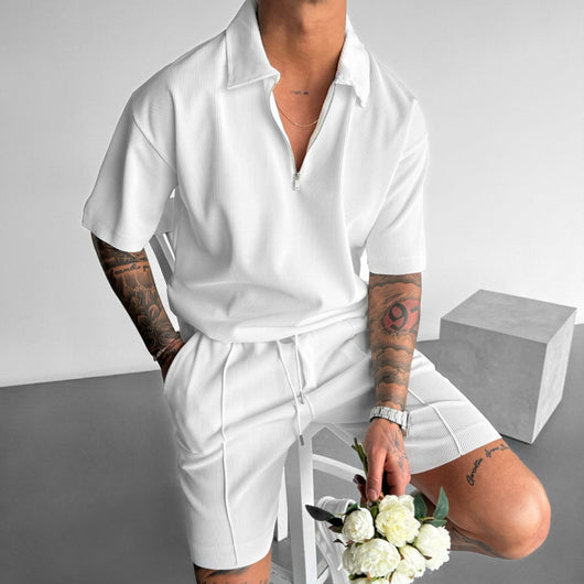 Conjunto Casual de Verano para Hombre - Polo con Cierre y Shorts con Cordón - Image 6