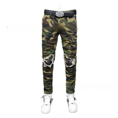 Pantalones Vaqueros Camuflaje Rotos Estilo Urbano para Hombre - Image 6