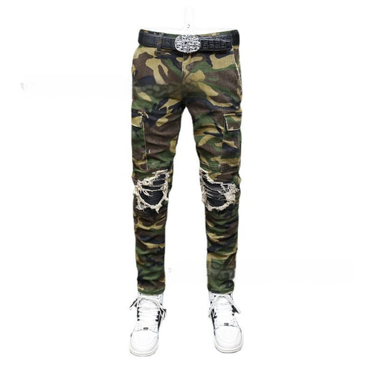 Pantalones Vaqueros Camuflaje Rotos Estilo Urbano para Hombre - Image 6