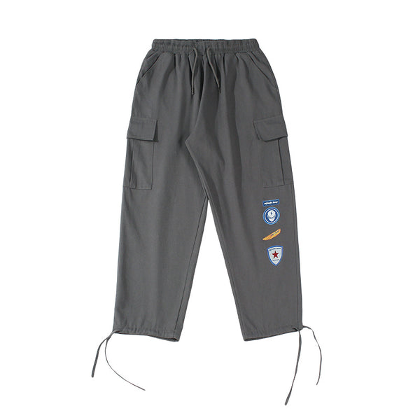 Pantalones Casuales Holgados con Cordón y Patrón Moderno