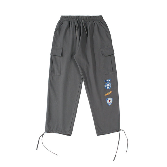 Pantalones Casuales Holgados con Cordón y Patrón Moderno