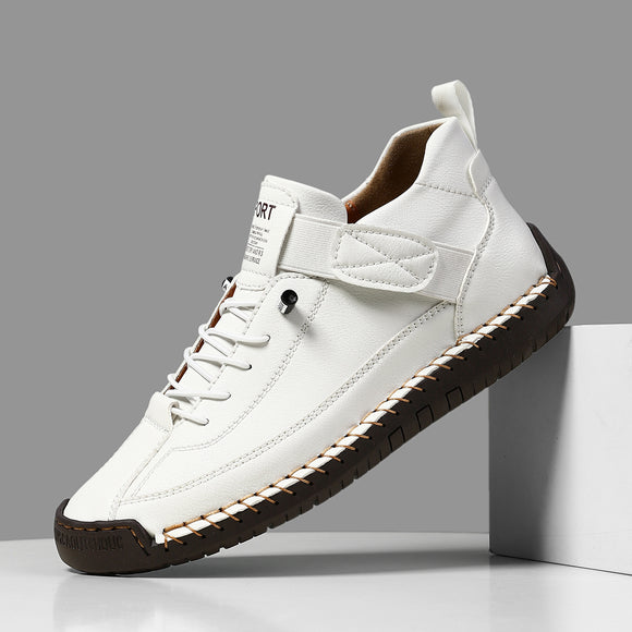 Men's Fall-Winter Casual Shoes with Flat Sole and Hand Stitching