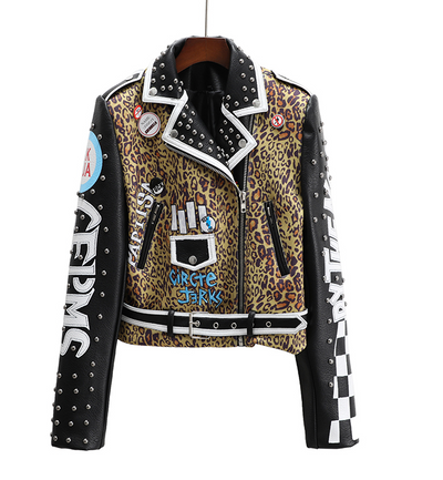 Chaqueta de Cuero Estampada Estilo Europeo y Americano para Mujer - Image 6