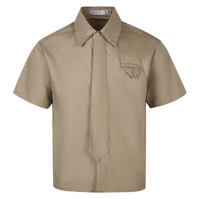 Camisa Casual Retro Americana con Diseño de Corbata Falsa - Image 4