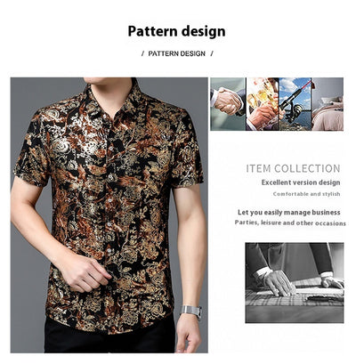 Camisa Estampada de Manga Corta para Hombre Adulto - Tela Fresca Elástica - Image 33