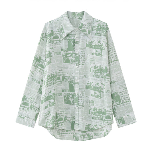 Playera Estilo Artístico con Estampado Periódico Coreano - Image 2