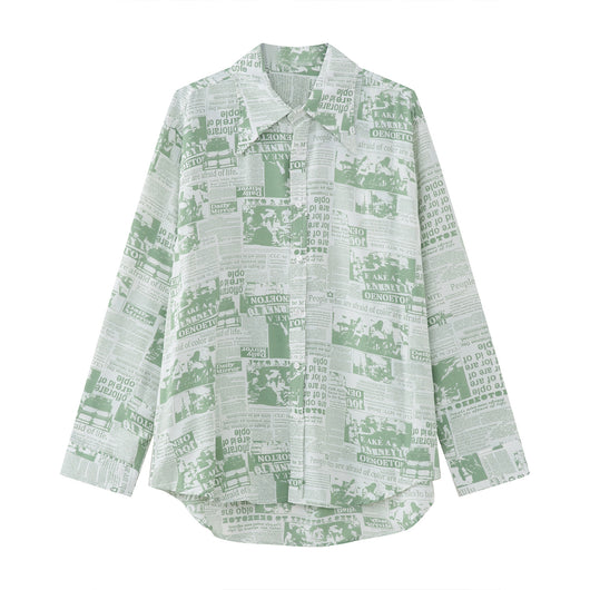 Playera Estilo Artístico con Estampado Periódico Coreano - Image 2