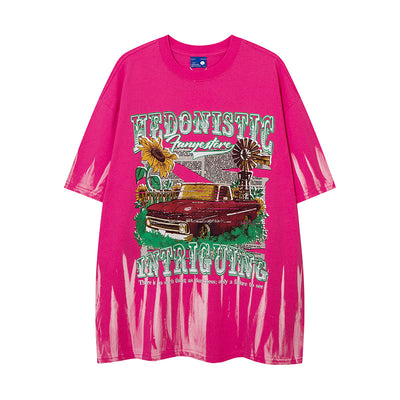 Camiseta Hip Hop Urbana con Estampado Cartoon Desgastado para Hombre - Image 5