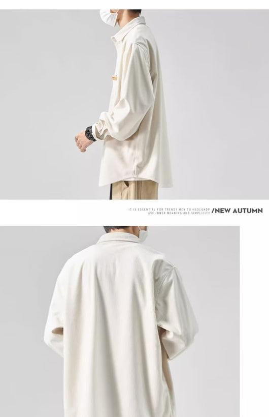 Camisa Drapeada de Manga Larga para Hombre Talla Grande Suelta - Image 14