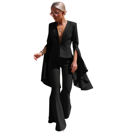 Traje de Pantalón Acampanado con Mangas Oversized Irregulares - Image 7