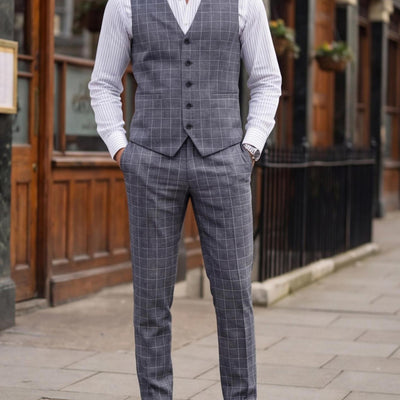 Chaleco y Pantalón de Vestir a Cuadros para Hombre - Conjunto Ejecutivo de 2 Piezas - Image 2