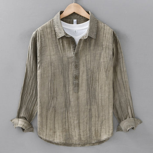 Camisa de Lino Casual con Textura Arrugada - Image 8