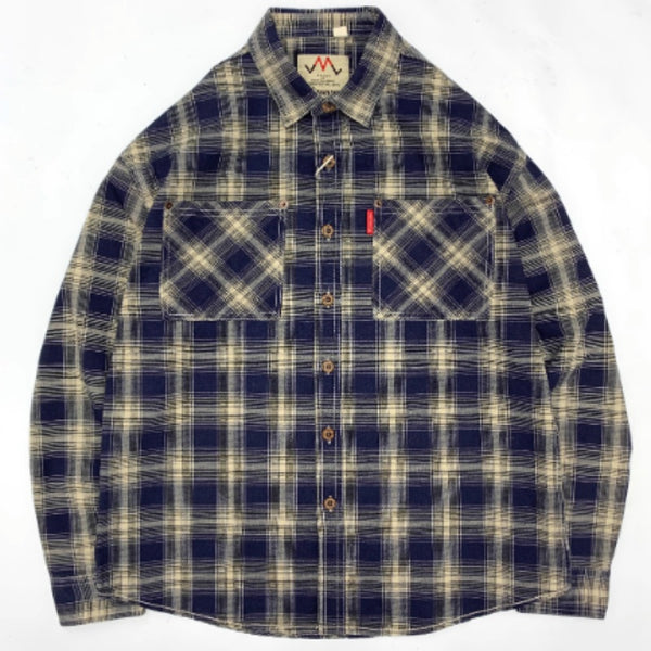 Camisa Universitaria Cuadros 100% Algodón Hombre Suelta Manga Larga
