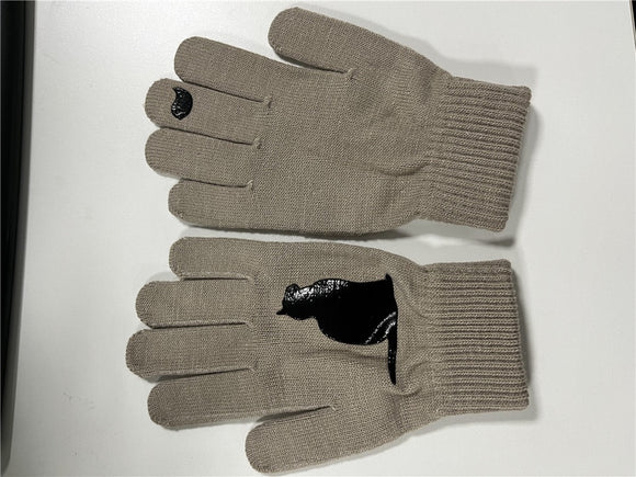 Guantes Tejidos con Estampado de Gatos y Pájaros