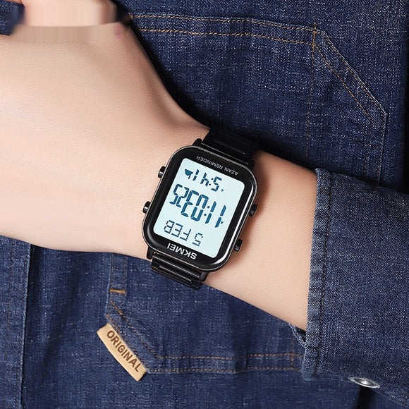 Reloj Cuadrado de Acero Multifuncional para Hombre