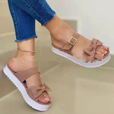 Sandalias Planas de Gamuza con Moño para Mujer - Image 3