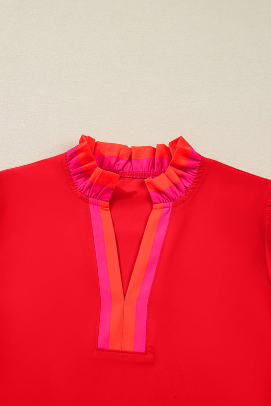 Blusa Suelta con Volantes y Cuello en V de Manga Larga - Image 13