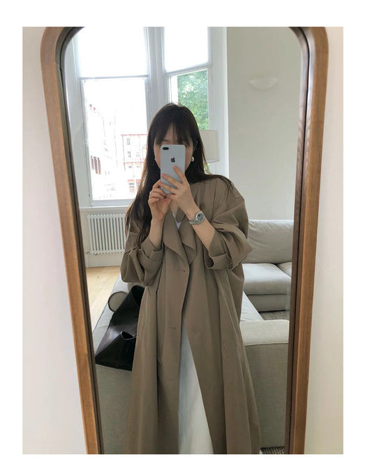 Abrigo Trench Largo Elegante con Cuello de Pie y Corte Slim - Image 15