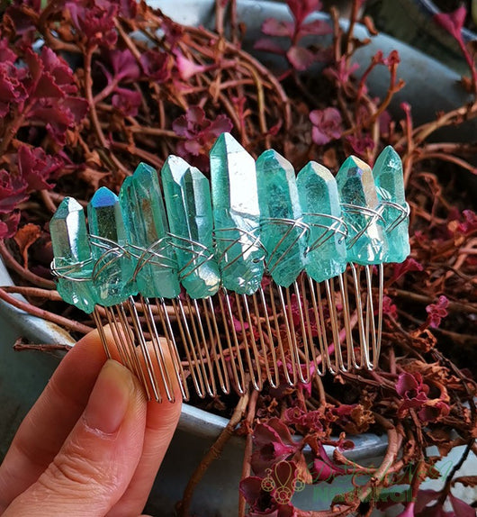 Peine de Cristal Verde para Novia - Accesorio de Boda Elegante - Image 10