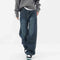 Pantalones Vaqueros Retro Azul Degradado Cintura Alta Rectos Casuales para Mujer
