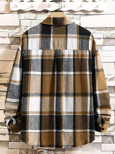 Camisa Franela a Cuadros Slim Fit Manga Larga para Hombre Otoño-Invierno - Image 16