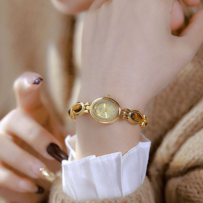 Reloj de Cadena Tigereye Dorado Retro BS Gold - Image 2