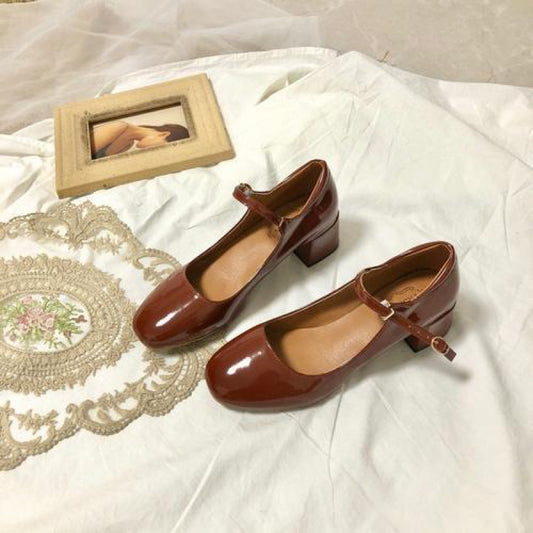 Zapatos Mary Jane de Tacón Alto con Punta Cuadrada Estilo Vintage - Image 2