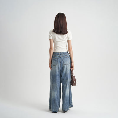 Jeans Holgados Desteñidos Cintura Alta para Mujer - Image 4