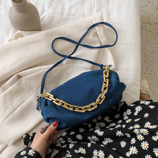 Bolso Mensajero Otoñal con Cadena - Diseño Cloud Fold Versátil