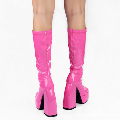Botas de Cuero con Plataforma Acolchada y Cierre Lateral - Tacón Ultra Alto - Image 4