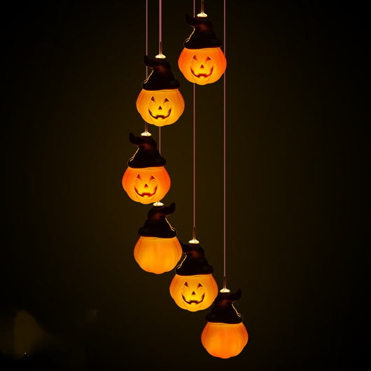 Luces Solares Decorativas Halloween - Campanas de Viento con Calaveras y Calabazas - Image 4