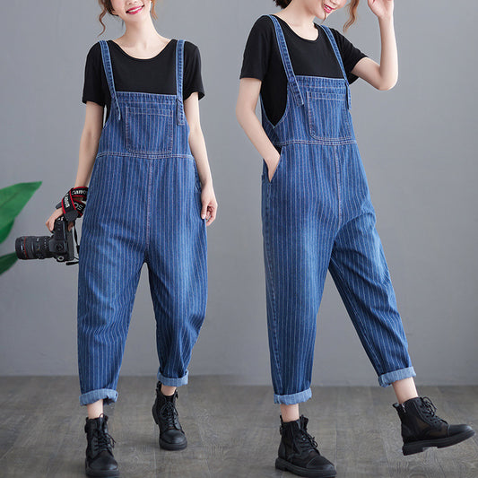 Overol Denim a Rayas para Tallas Grandes
