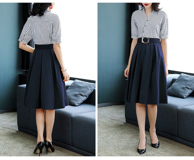 Falda Blusa a Rayas con Contraste Elegante - Image 7