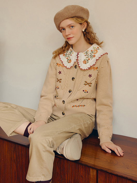 Cardigan Tejido con Bordados Dulces para Mujer - Image 9