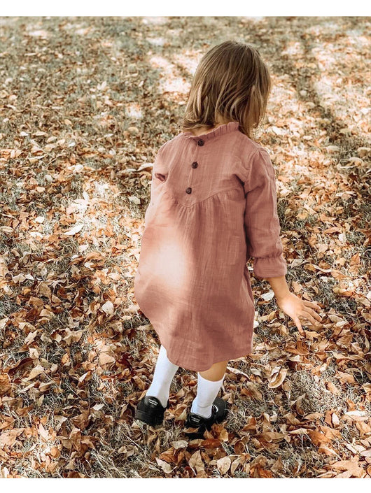 Vestido Infantil de Algodón con Encaje y Mangas Largas - Image 9