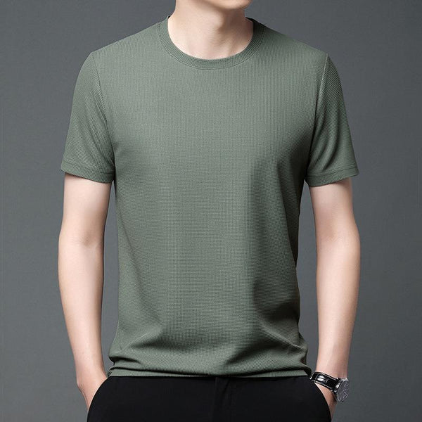 Playera Holgada de Cuello Redondo con Textura Waffle para Hombre