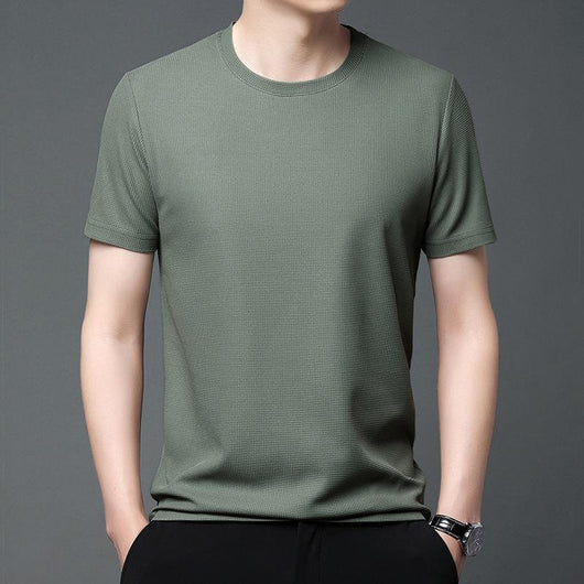Playera Holgada de Cuello Redondo con Textura Waffle para Hombre