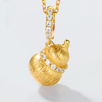 Collar Colgante Calabaza Pulida Plata 925 Baño Oro 10k - Image 4