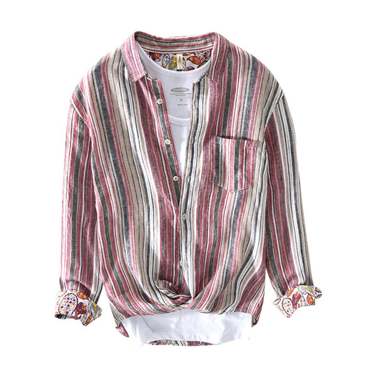 Camisa de Lino a Rayas para Hombre - Perfecta para Primavera y Verano - Image 5