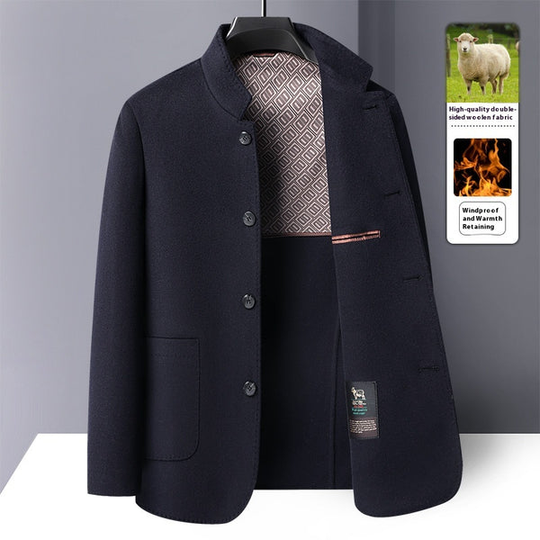 Abrigo de Lana Reversible con Cuello Mao de Largo Medio para Hombre